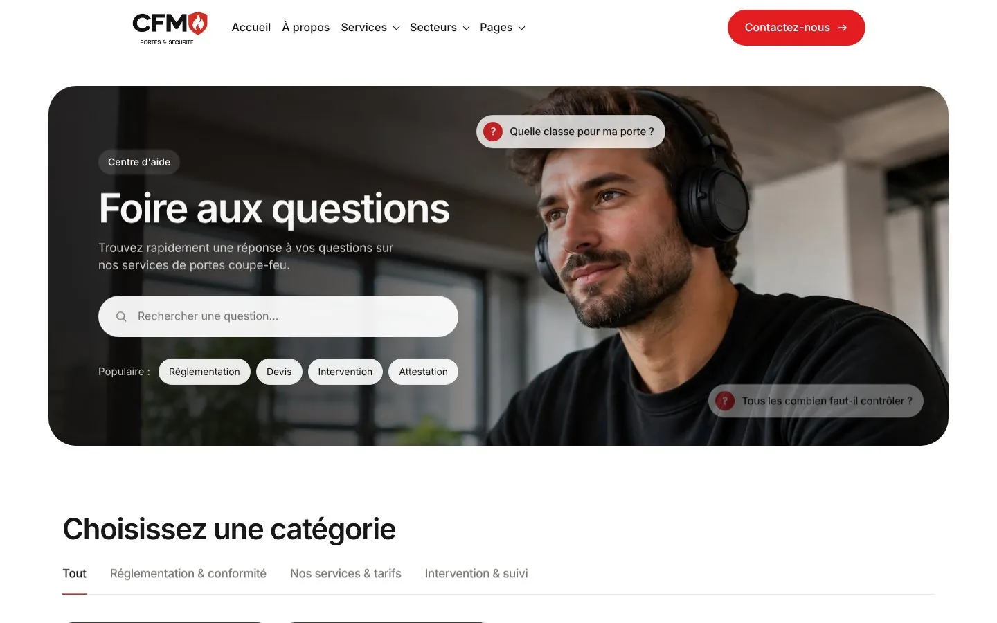 Page FAQ du site CFM affichée sur un écran